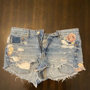 Size 6 blue American eagle ripped shorts